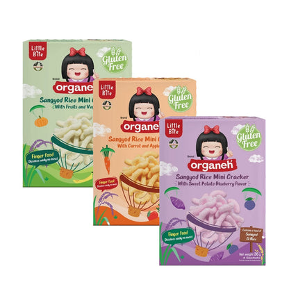 Sangyod Rice Mini Cracker Baby & Kids Snacks - 3 Flavour Bundle