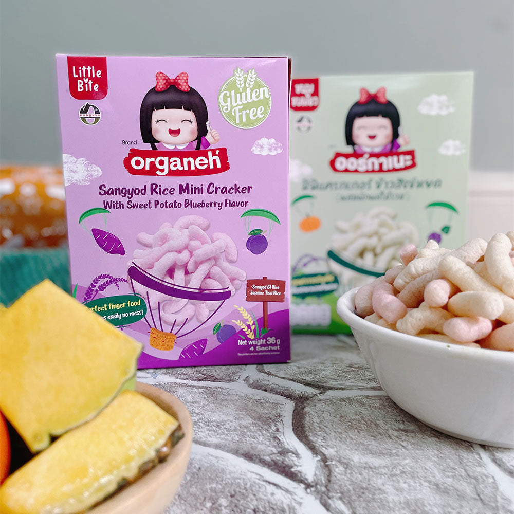 Sangyod Rice Mini Cracker Baby & Kids Snacks - Sweet Potato & Blueberry