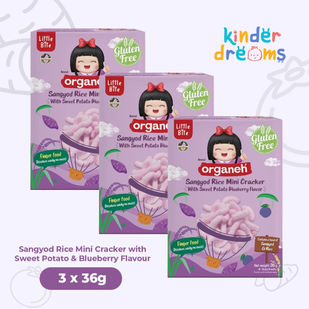 Sangyod Rice Mini Cracker Baby & Kids Snacks - Sweet Potato & Blueberry