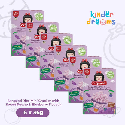 Sangyod Rice Mini Cracker Baby & Kids Snacks - Sweet Potato & Blueberry