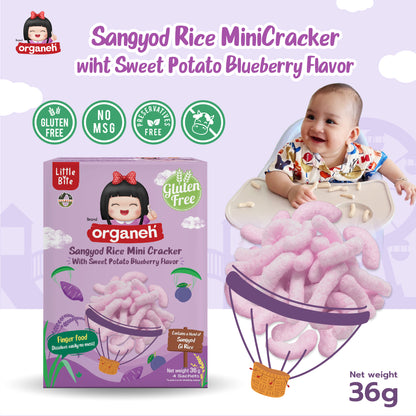 Sangyod Rice Mini Cracker Baby & Kids Snacks - Sweet Potato & Blueberry