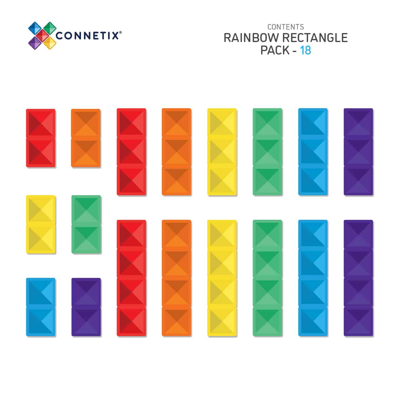 Rainbow Rectangle Pack - 18 Pieces