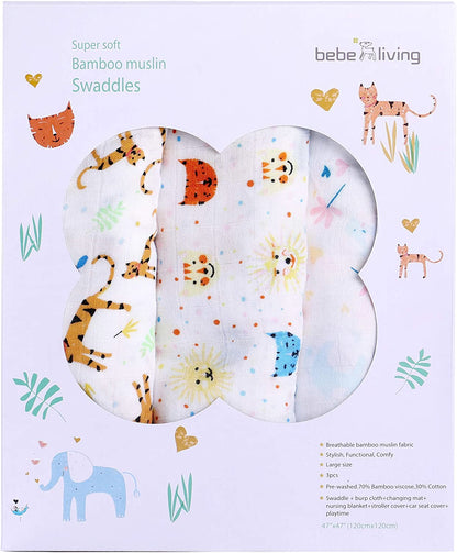 Baby Toddler Muslin Swaddle / Blanket Set - Tiger