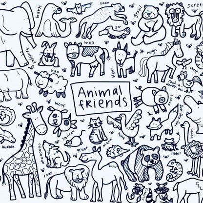 Drawnby: Animal Friends Washable Silicone Colouring Mat + 14pcs Markers Set