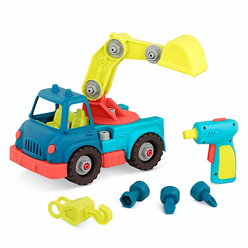 [B. Toys by Battat] Happy Cruisers Take-Apart Crane Toy Truck – Kinder ...