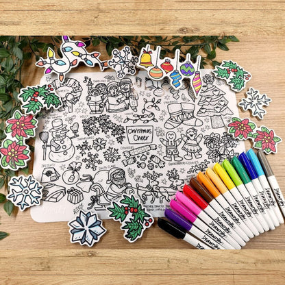 Drawnby: Christmas Cheer Washable Silicone Colouring Mat + 14pcs Markers Set