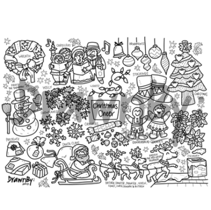 Drawnby: Christmas Cheer Washable Silicone Colouring Mat + 14pcs Markers Set