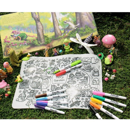 Drawnby: Fairy Garden Washable Silicone Colouring Mat + 14pcs Markers Set