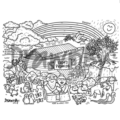 Drawnby: God's Promise Washable Silicone Colouring Mat + 14pcs Markers Set