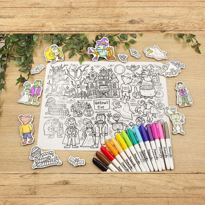 Drawnby: Hallow's Eve Washable Silicone Colouring Mat + 14pcs Markers Set