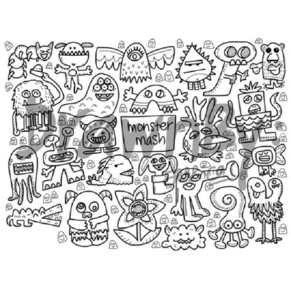 Drawnby: Monster Mash Washable Silicone Colouring Mat + 14pcs Markers Set