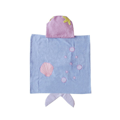 Purple & Blue Mermaid Hooded Poncho Towel