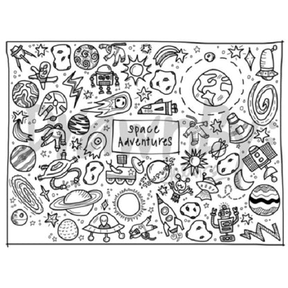 Drawnby: Space Adventures Washable Silicone Colouring Mat + 14pcs Markers Set