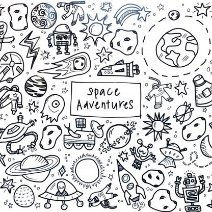 Drawnby: Space Adventures Washable Silicone Colouring Mat + 14pcs Markers Set