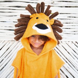 Orange Lion Hooded Poncho Towel